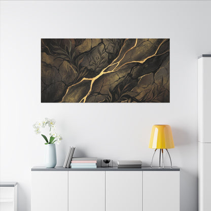 Cracked Earth Charcoal Ink Canvas Art | Bold Dark Japandi Art
