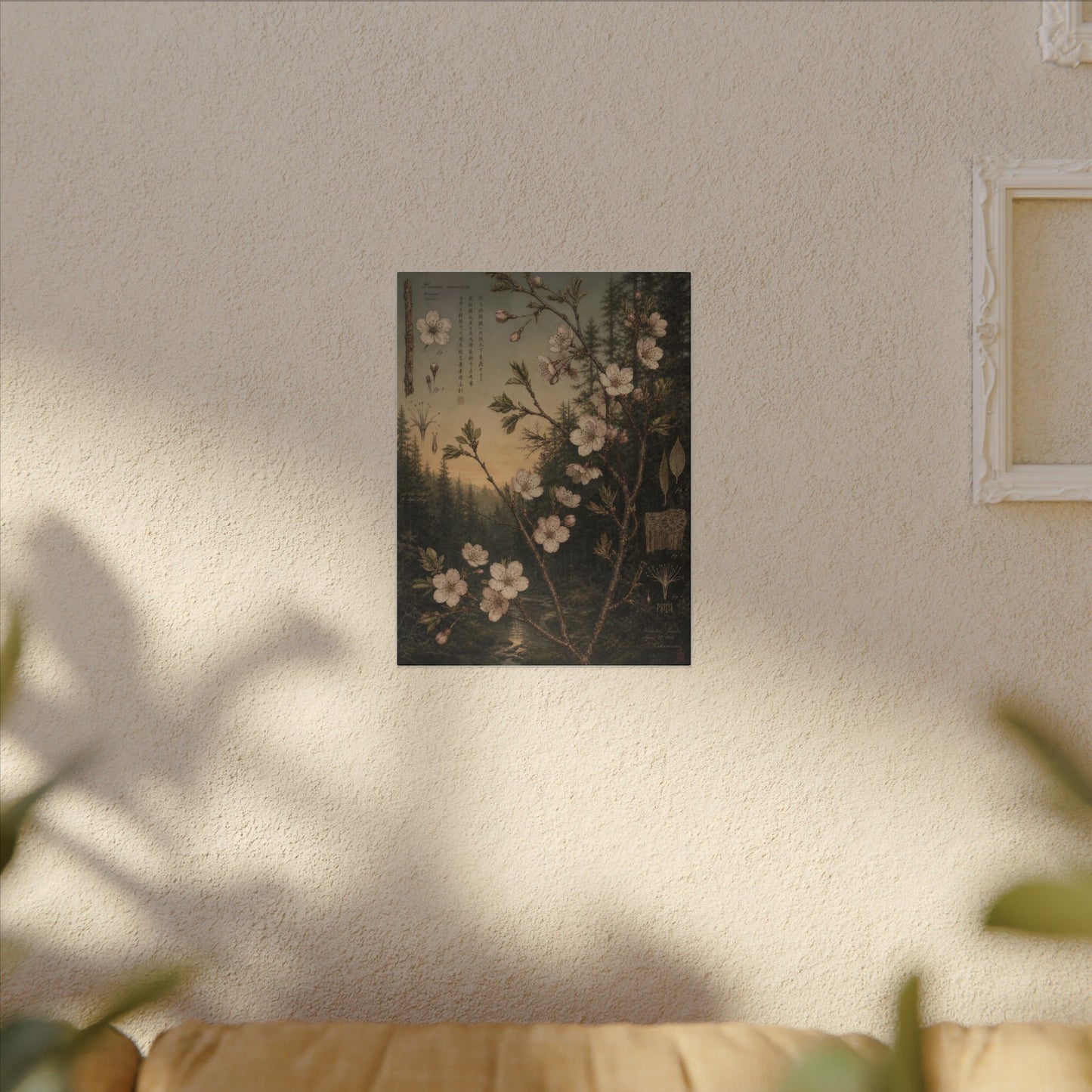 Spring Cherry Blossom Herbarium Canvas Art | Nostalgic Decor
