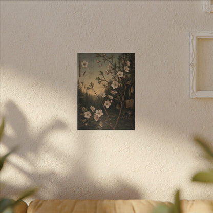 Spring Cherry Blossom Herbarium Canvas Art | Nostalgic Decor