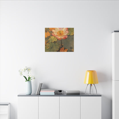 Autumn Lotus Flower Herbarium Canvas Art | Rustic Decor