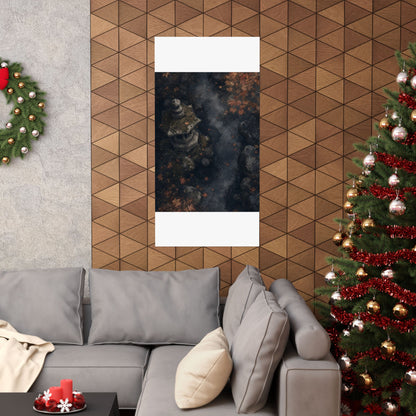 Japandi Stone Lantern in Moonlight | Texture Wall Art Print