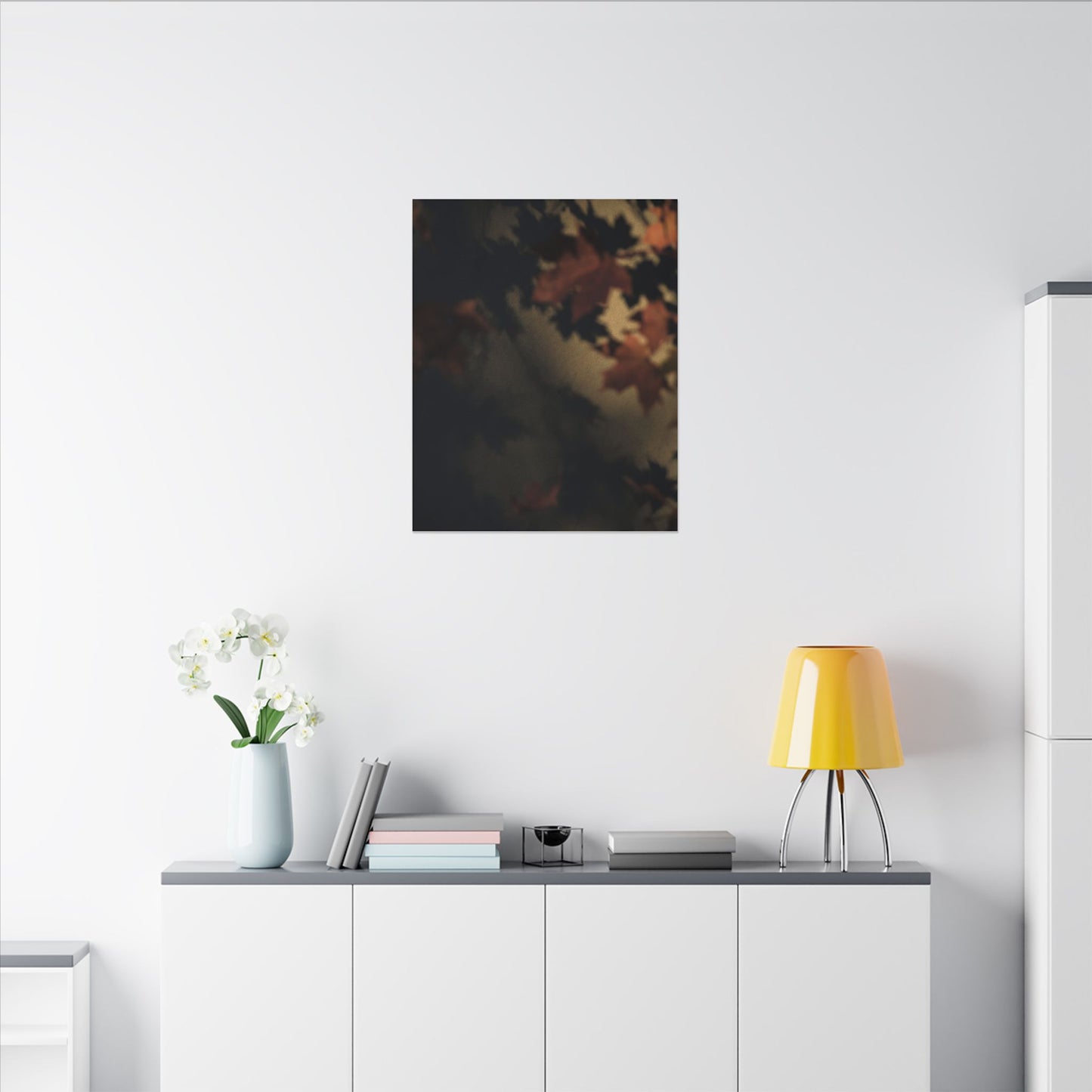 Shadow Play Canvas Art | Autumn Dark Japandi Moody Minimal Art