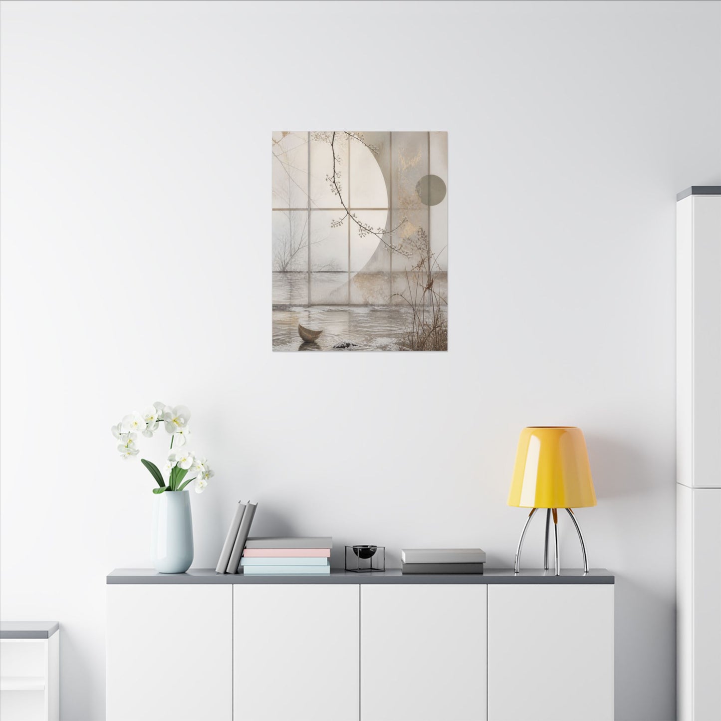 Winter Shoji Screen Japanese Pattern Canvas Art | Elegant Decor