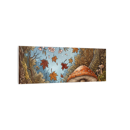 Autumn Cherry Blossom Mushroom Illustration Canvas Art | Enchanting Decor