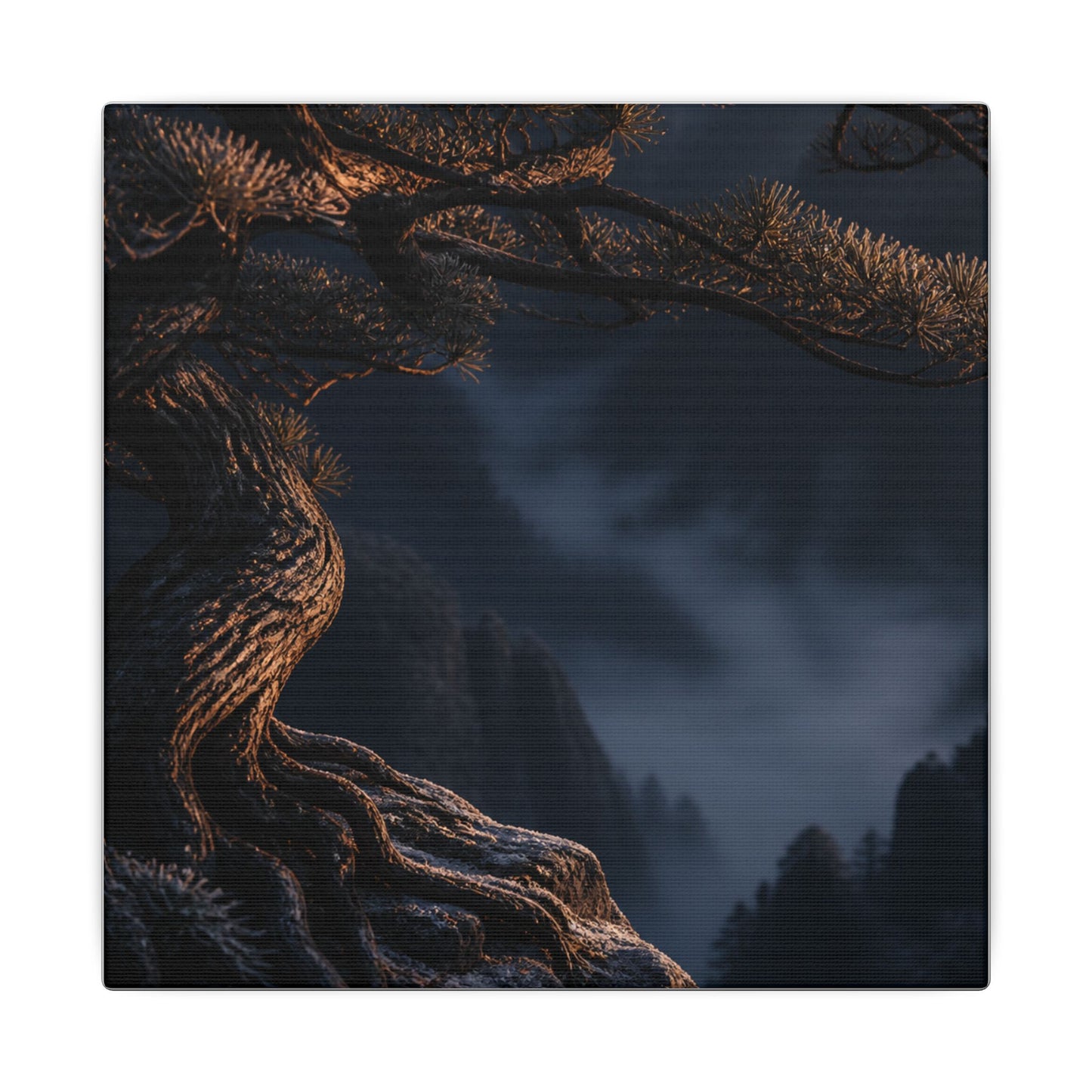 Bold Pine Tree Canvas Art - Shadow Zen Dark Japandi