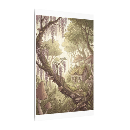 Summer Wisteria Mushroom Illustration Canvas Art | Enchanting Decor