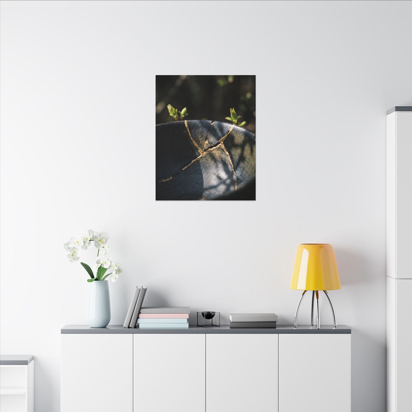 Seijaku Broken Pottery Canvas Art - Dark Japandi Shadow Zen