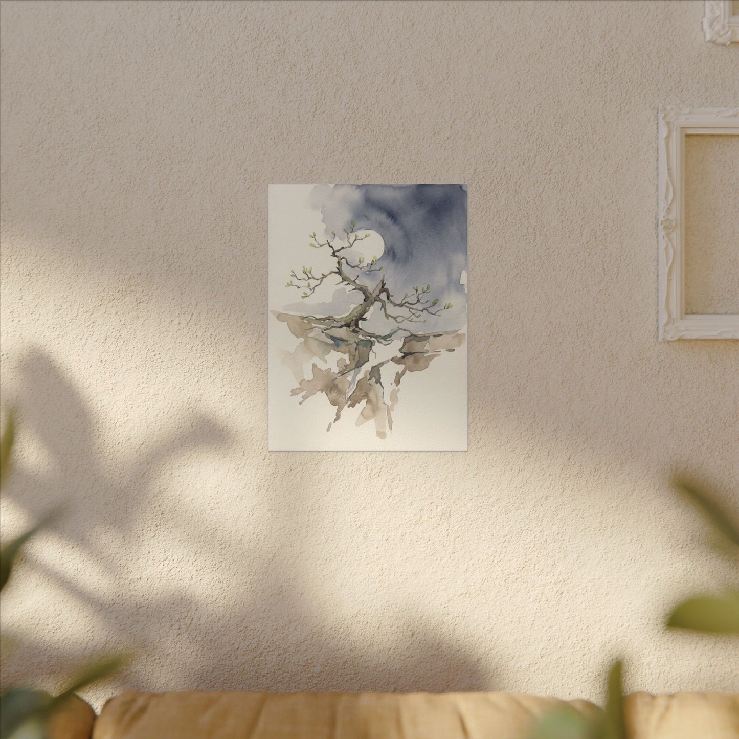 Moonlight Pine Tree Canvas Art - Japandi Ma