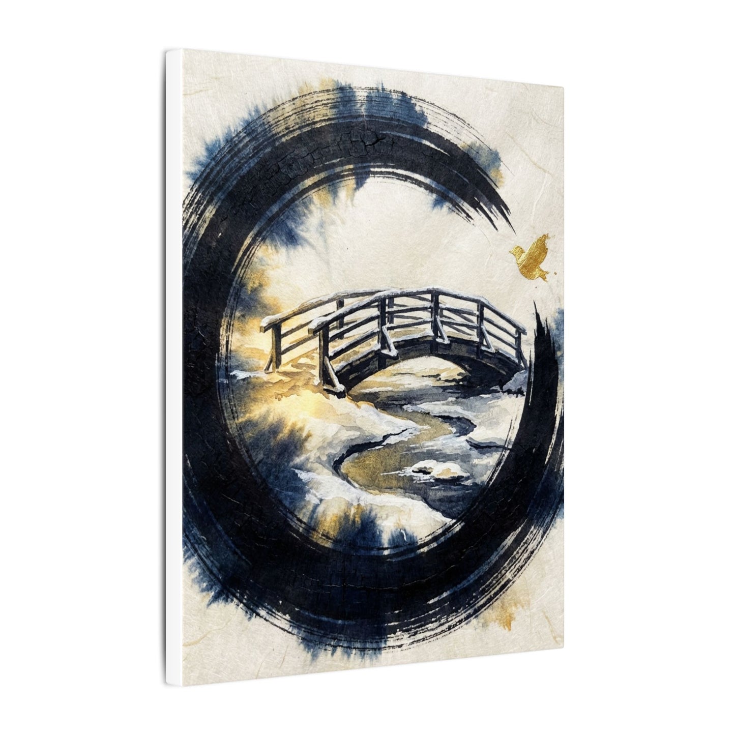 Autumn Ink Brushstroke Karesansui Canvas Art | Peaceful Decor