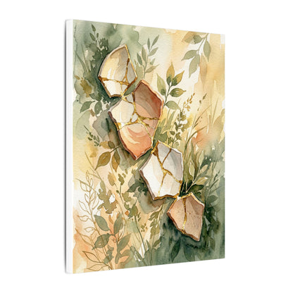 Japandi Broken Pottery in Golden Hour | Watercolor Canvas Art