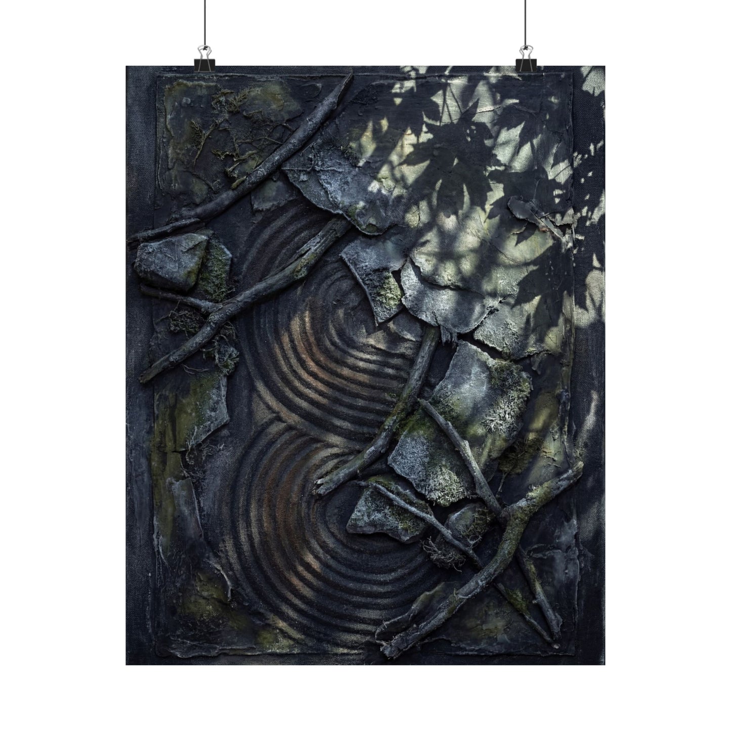 Winter Rock Garden Dark Texture Wall Art Print | Moody Decor Art Print