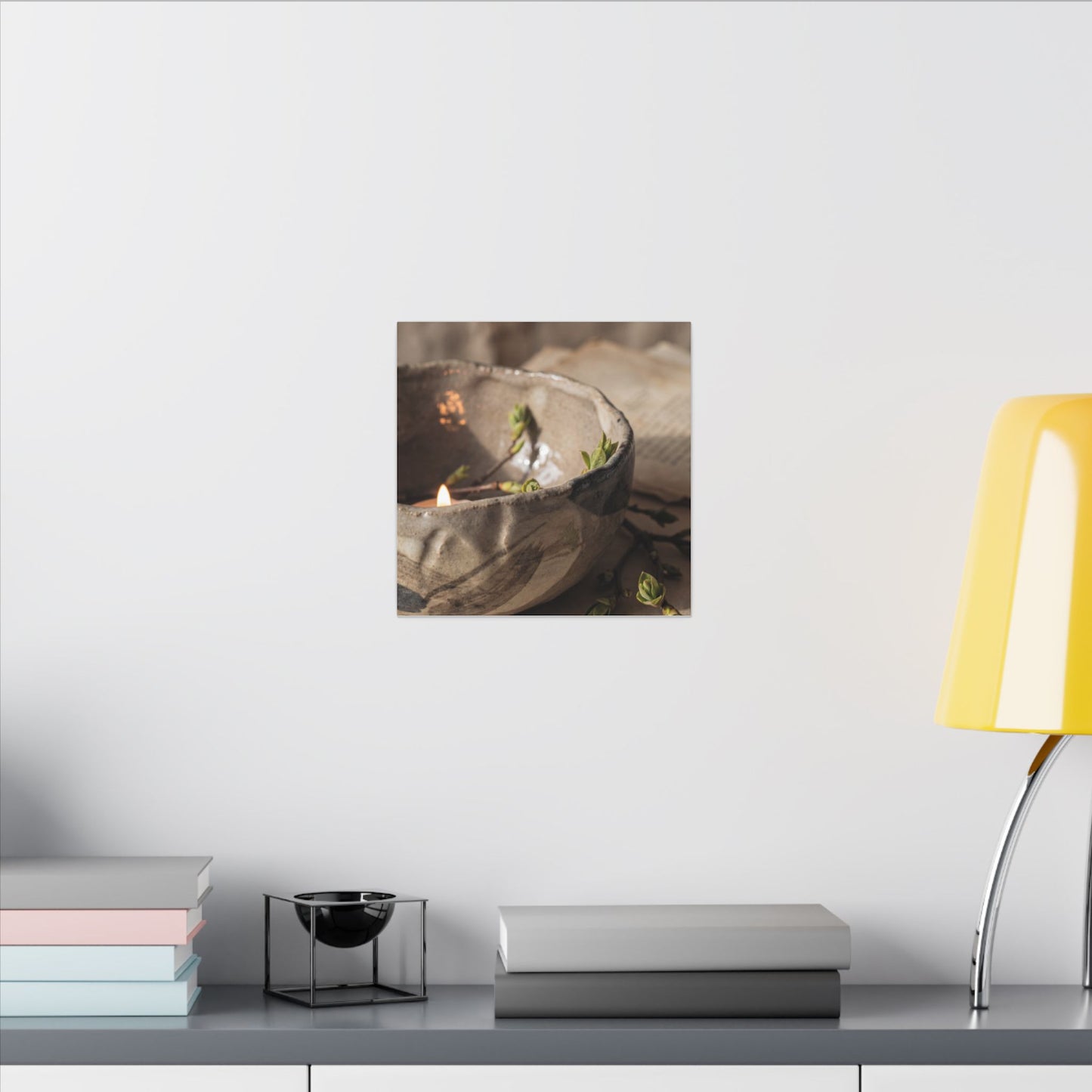 Candlelight Ceramic Bowl Canvas Art - Japandi Ma