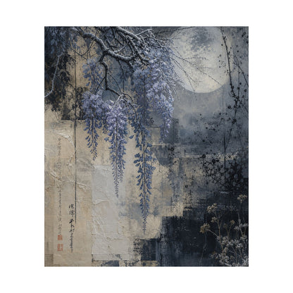 Moonlight Wisteria Wall Art Print - Japandi Seijaku