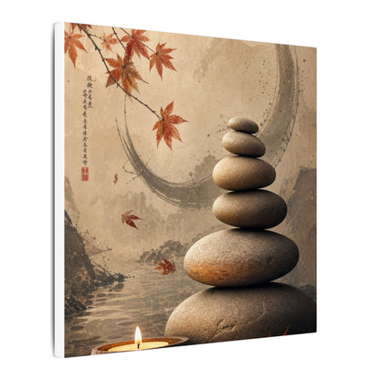Japandi River Stones in Candlelight | Japanese Pattern Canvas Art