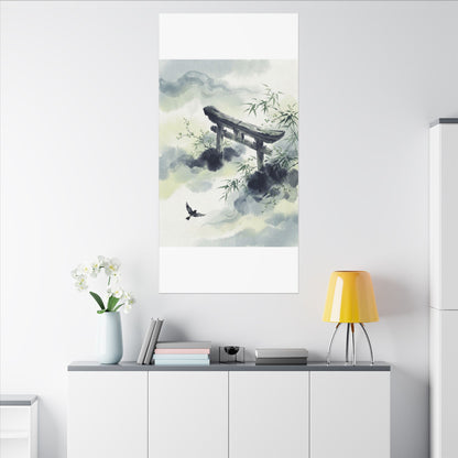 Torii Gate Sumi E Canvas Art | Serene Zen Art