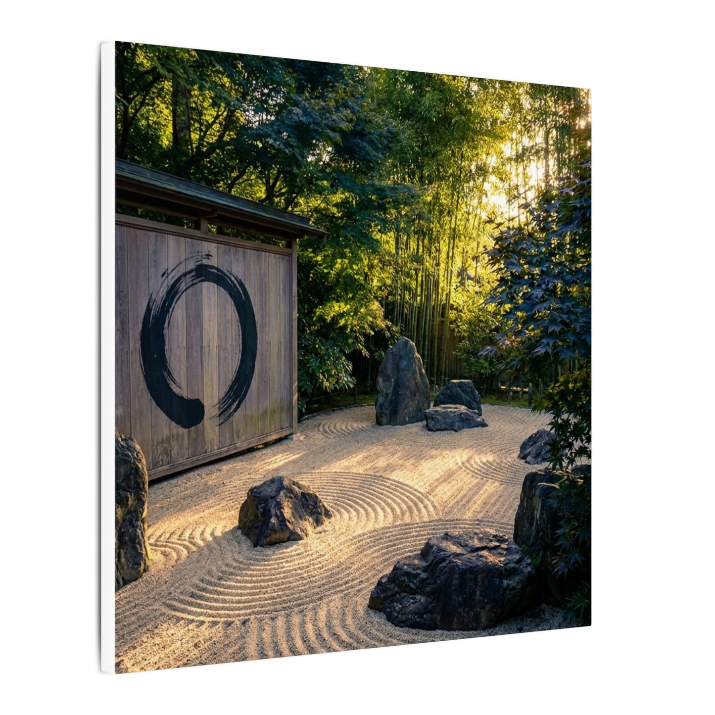 Rock Garden Enso Canvas Art | Tranquil Zen Art