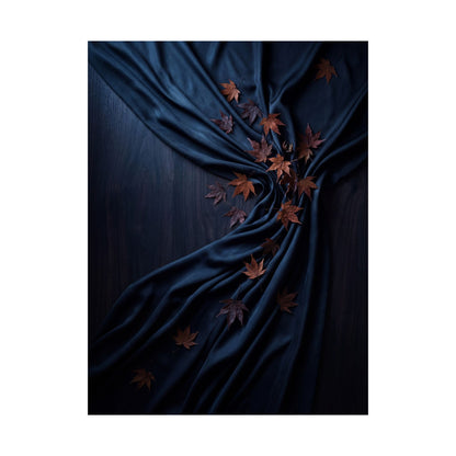Dark Japandi Silk Drape in Moonlight | Moody Minimal Wall Art Print