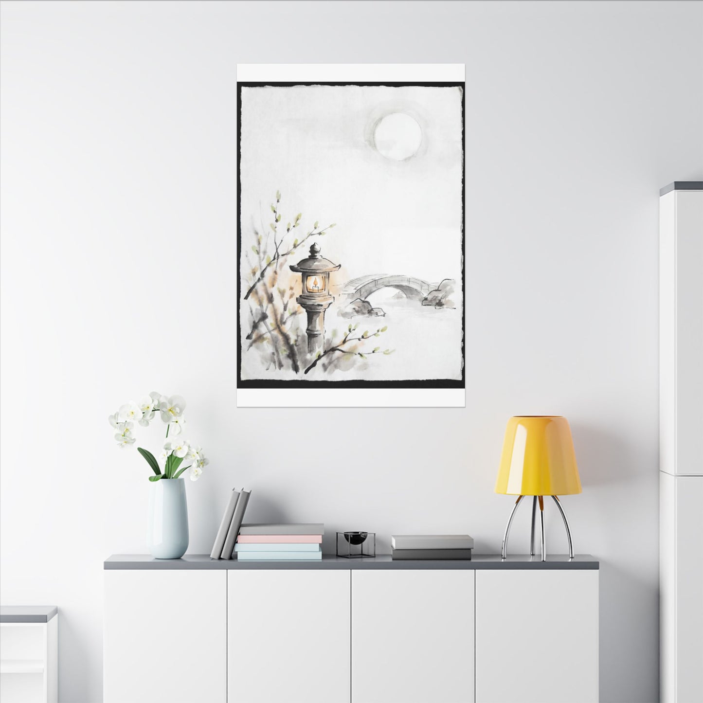 Moonlit Garden Spring Canvas Art | Zen Contemplative Design