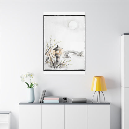 Moonlit Garden Spring Canvas Art | Zen Contemplative Design