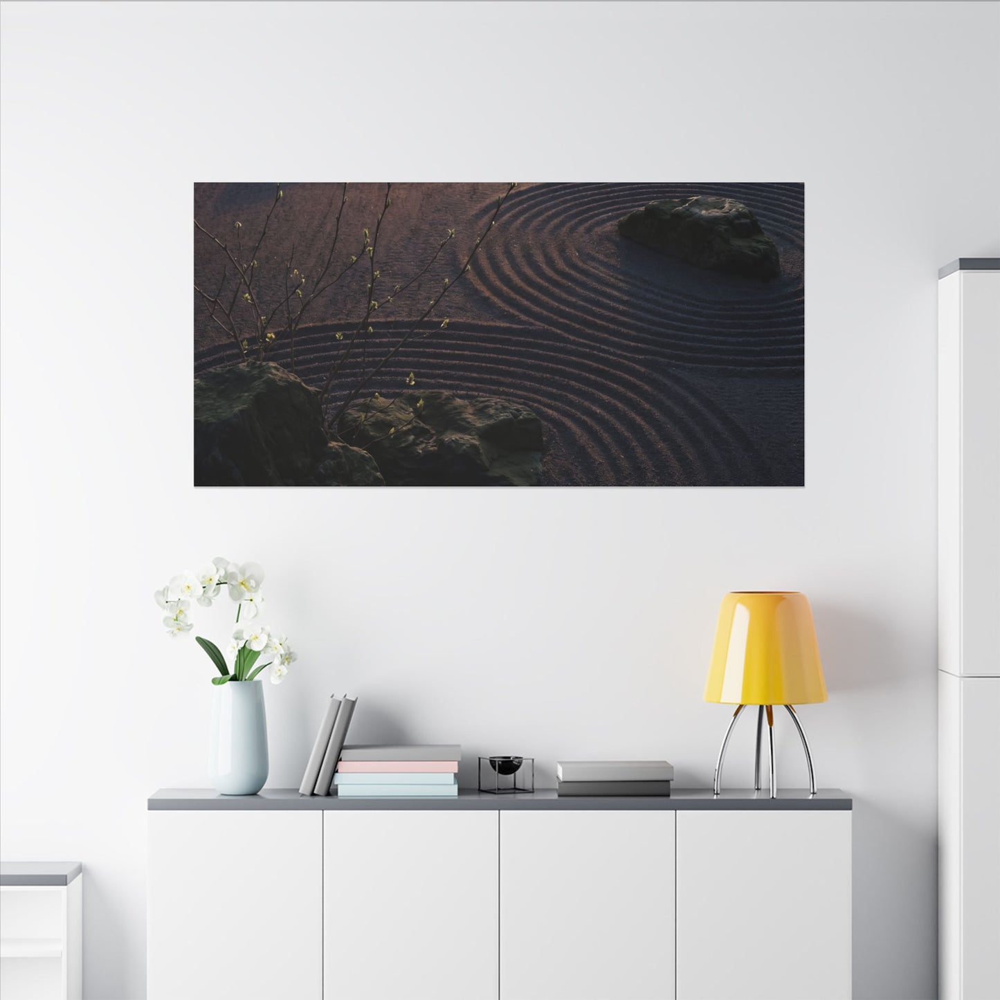 Spring Rock Garden Shadow Zen Canvas Art | Luxurious Decor