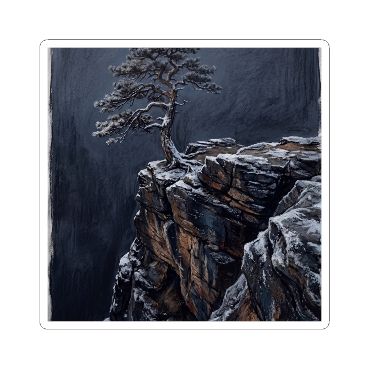 Dawn Pine Tree Sticker - Dark Japandi Fukinsei