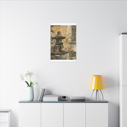 Elegant Stone Lantern Canvas Art - Texture Japandi