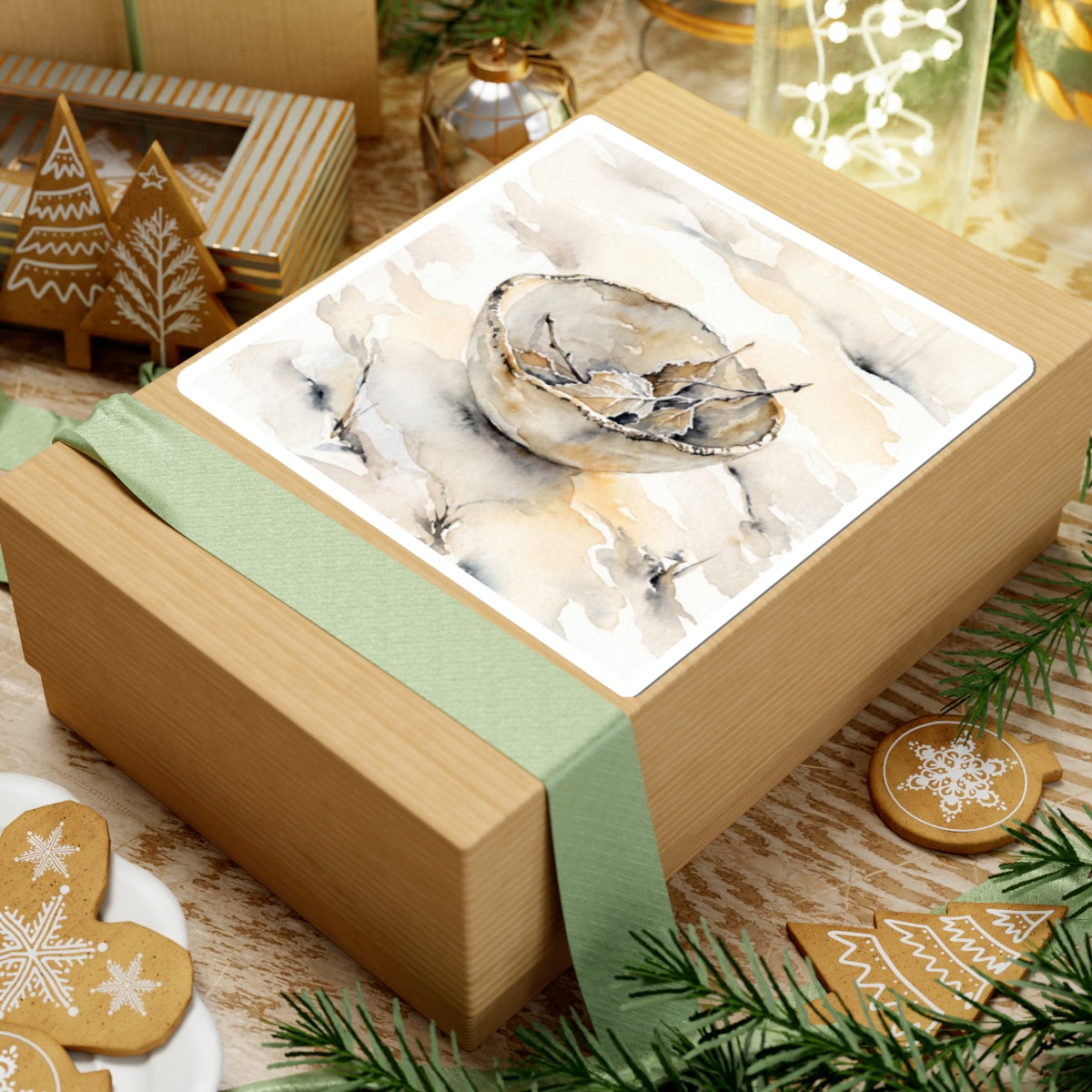 Winter Ceramic Bowl Watercolor Sticker | Earthy Decor Art Print