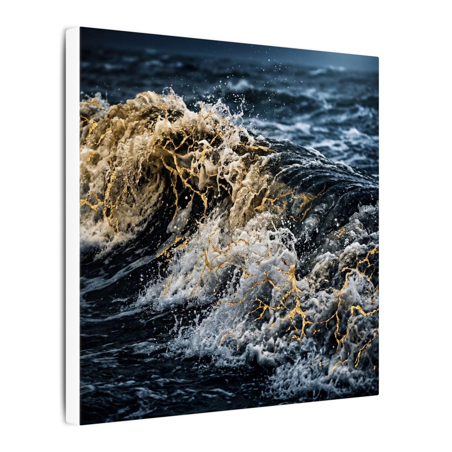 Ocean Wave Winter Canvas Art | Kintsugi Artful Design