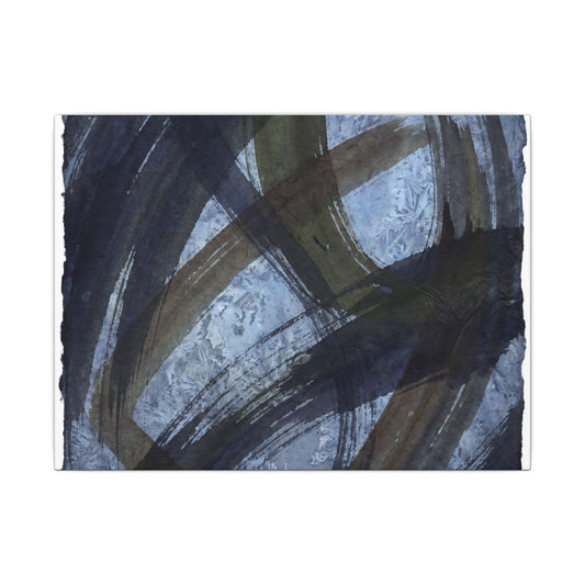 Ink Brushstroke Canvas Art | Winter Dark Japandi Shadow Zen Art Art Print