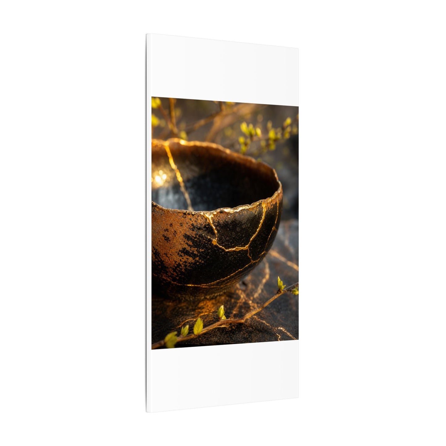 Kintsugi Ceramic Bowl in Golden Hour | Gold Vein Canvas Art