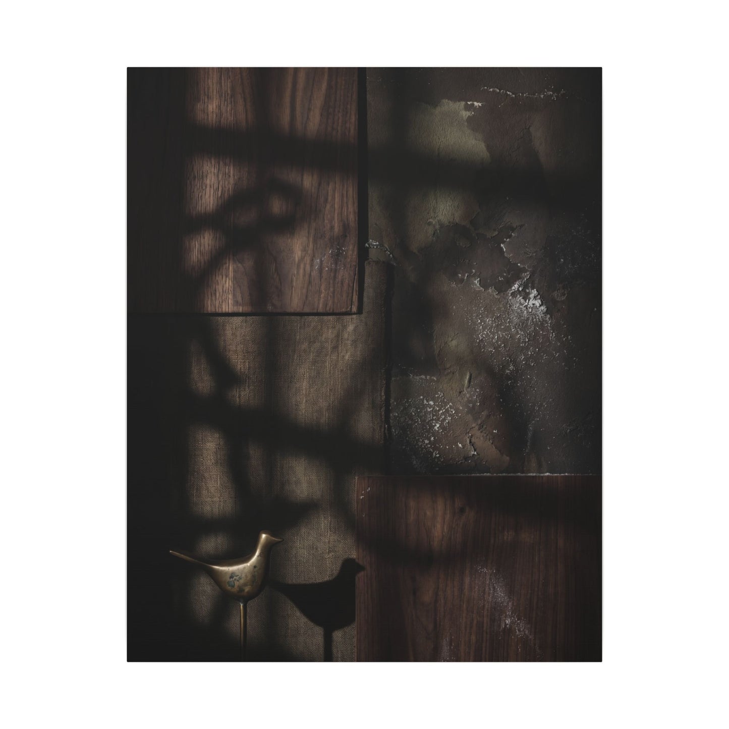 Dark Japandi Shadow Play in Candlelight | Dark Texture Canvas Art