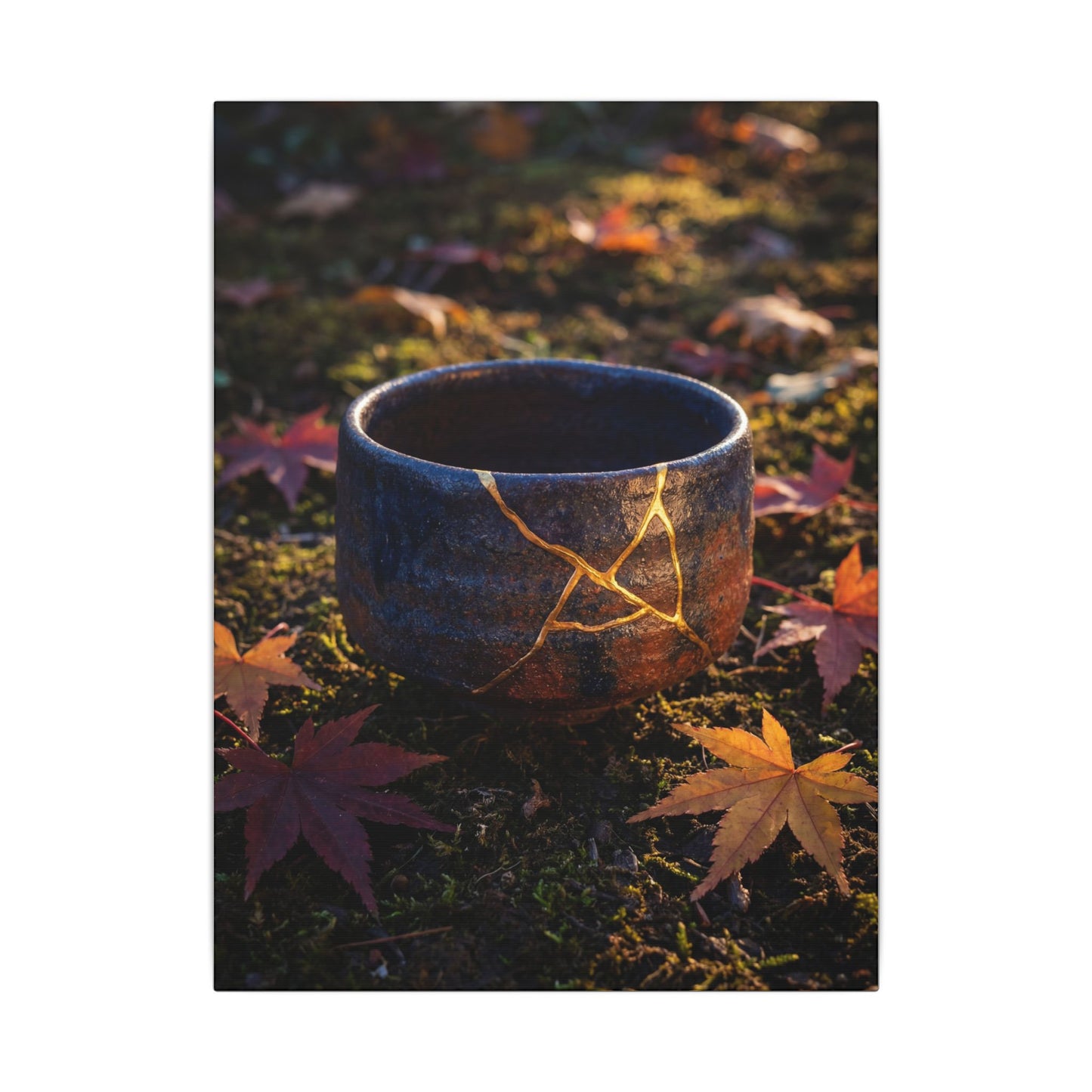 Kanso Moonlit Garden Canvas Art - Kintsugi Gold Repair