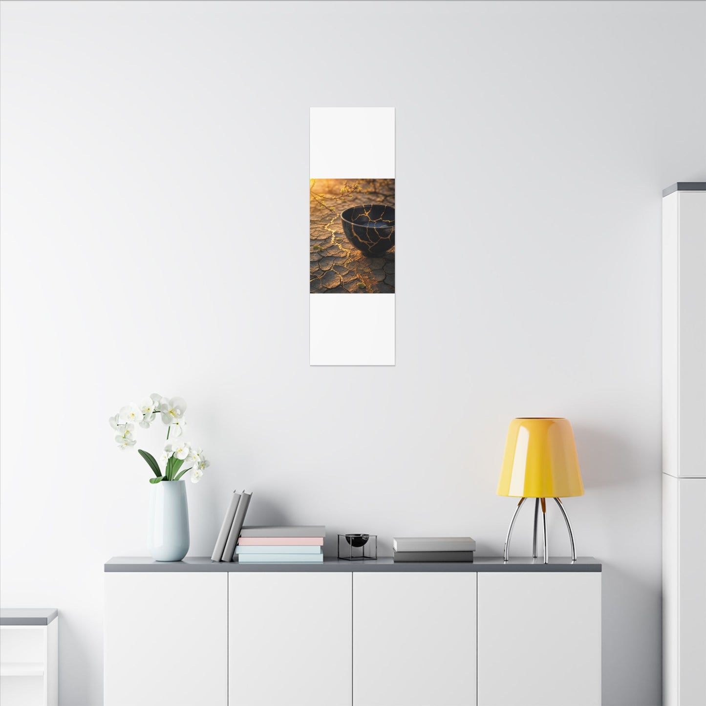 Golden Hour Cracked Earth Canvas Art - Kintsugi Fukinsei