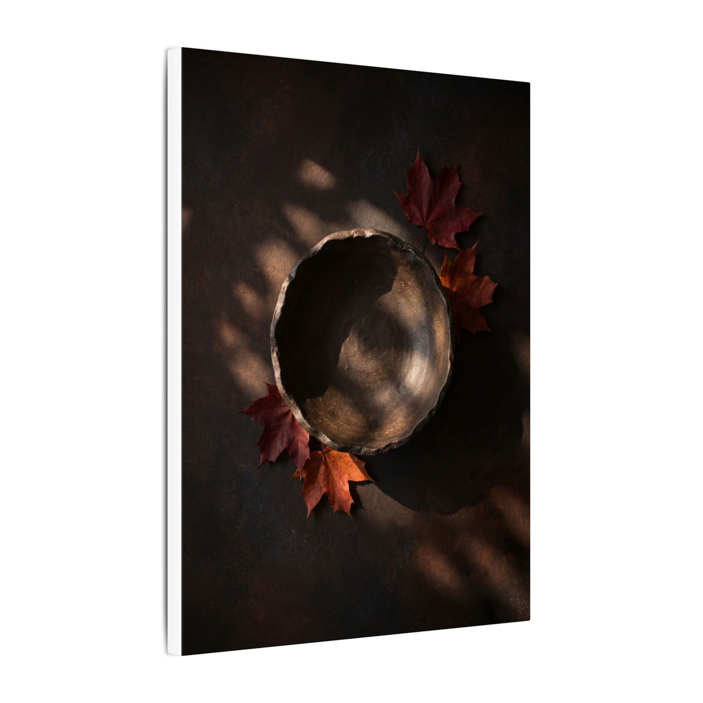 Ceramic Bowl Canvas Art | Autumn Dark Japandi Dark Texture Art