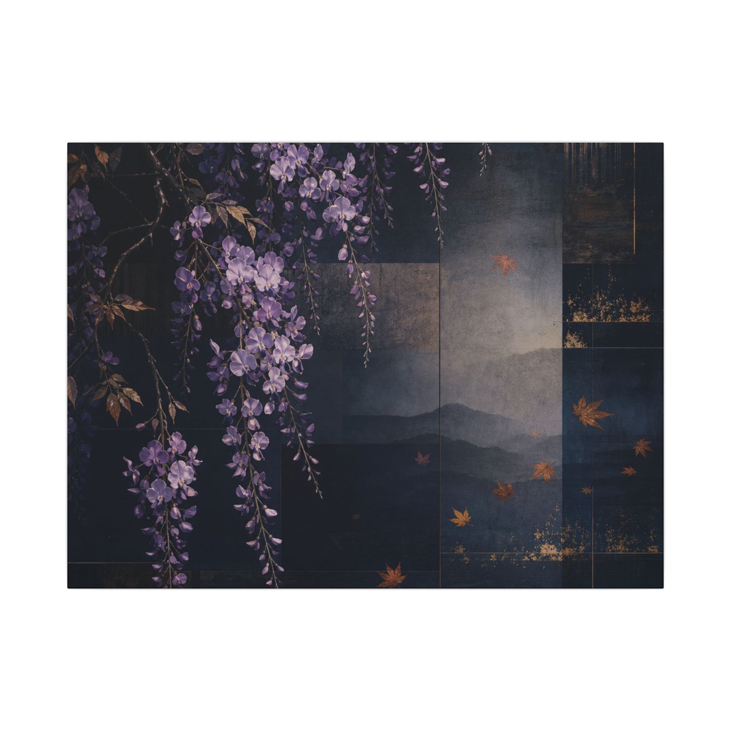 Dawn Wisteria Canvas Art - Dark Japandi Fukinsei