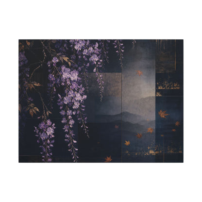 Dawn Wisteria Canvas Art - Dark Japandi Fukinsei