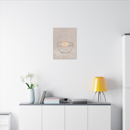 Ceramic Bowl Minimal Line Canvas Art | Neutral Japandi Art