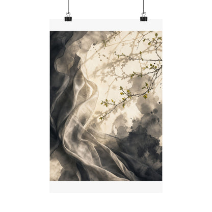 Silk Drape Spring Wall Art Print | Japandi Earthy Design