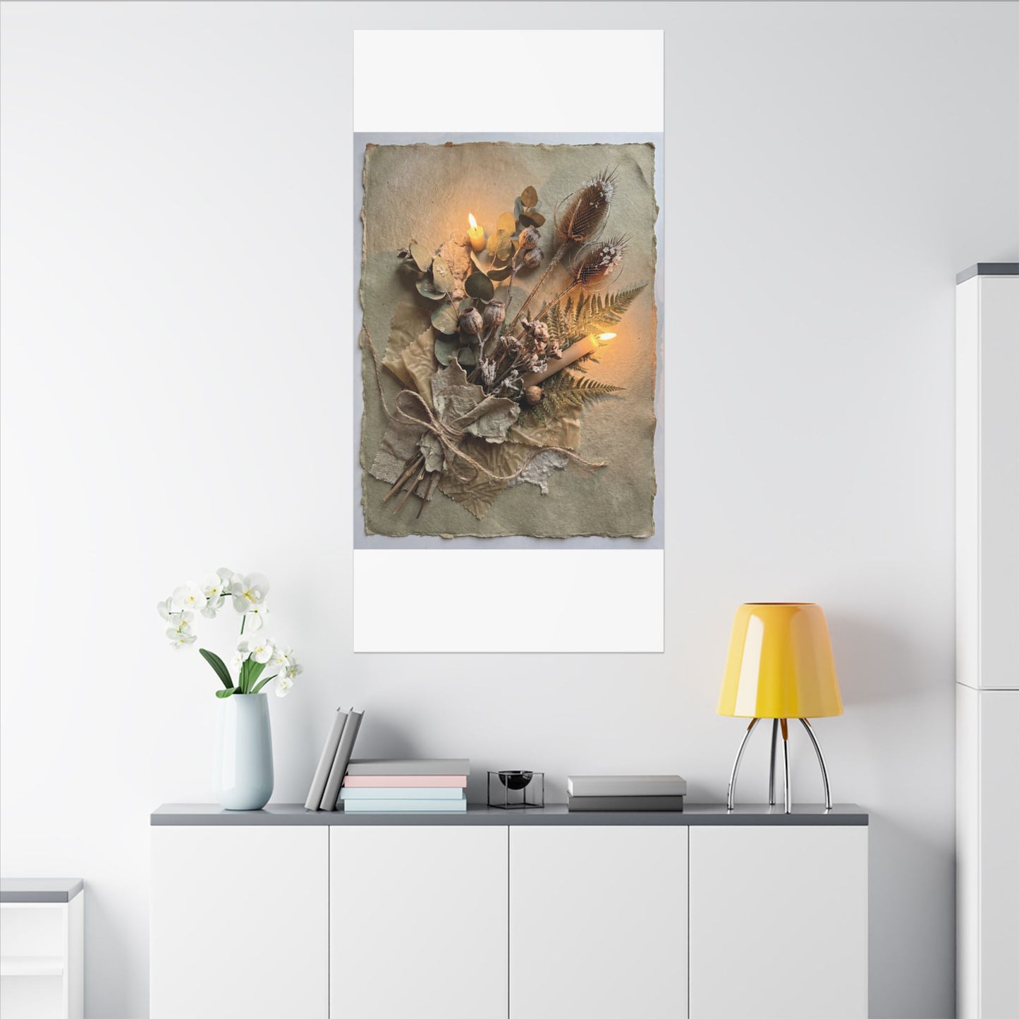 Dried Flowers Texture Canvas Art | Warm Japandi Art