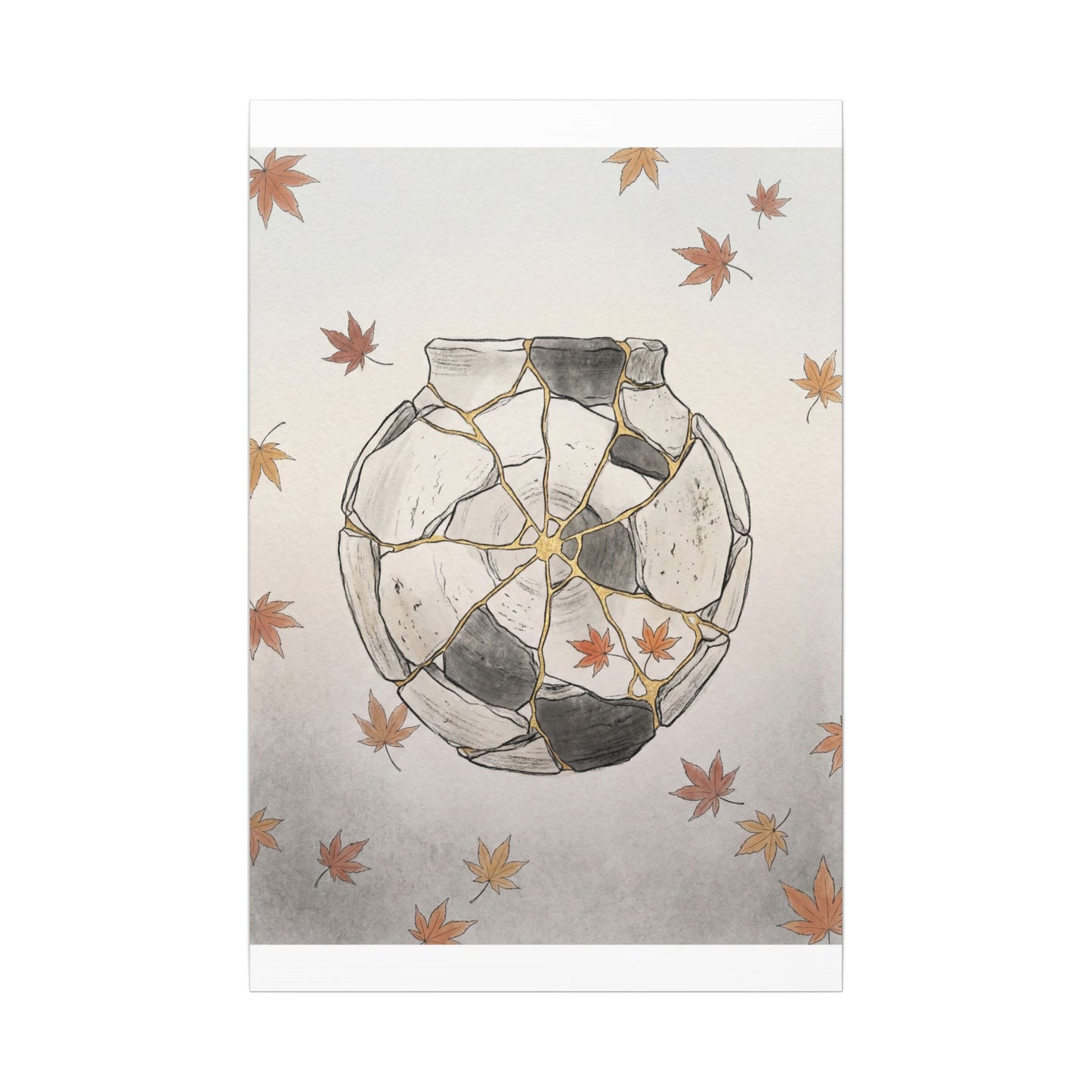 Japandi Broken Pottery in Dawn | Minimal Line Canvas Art