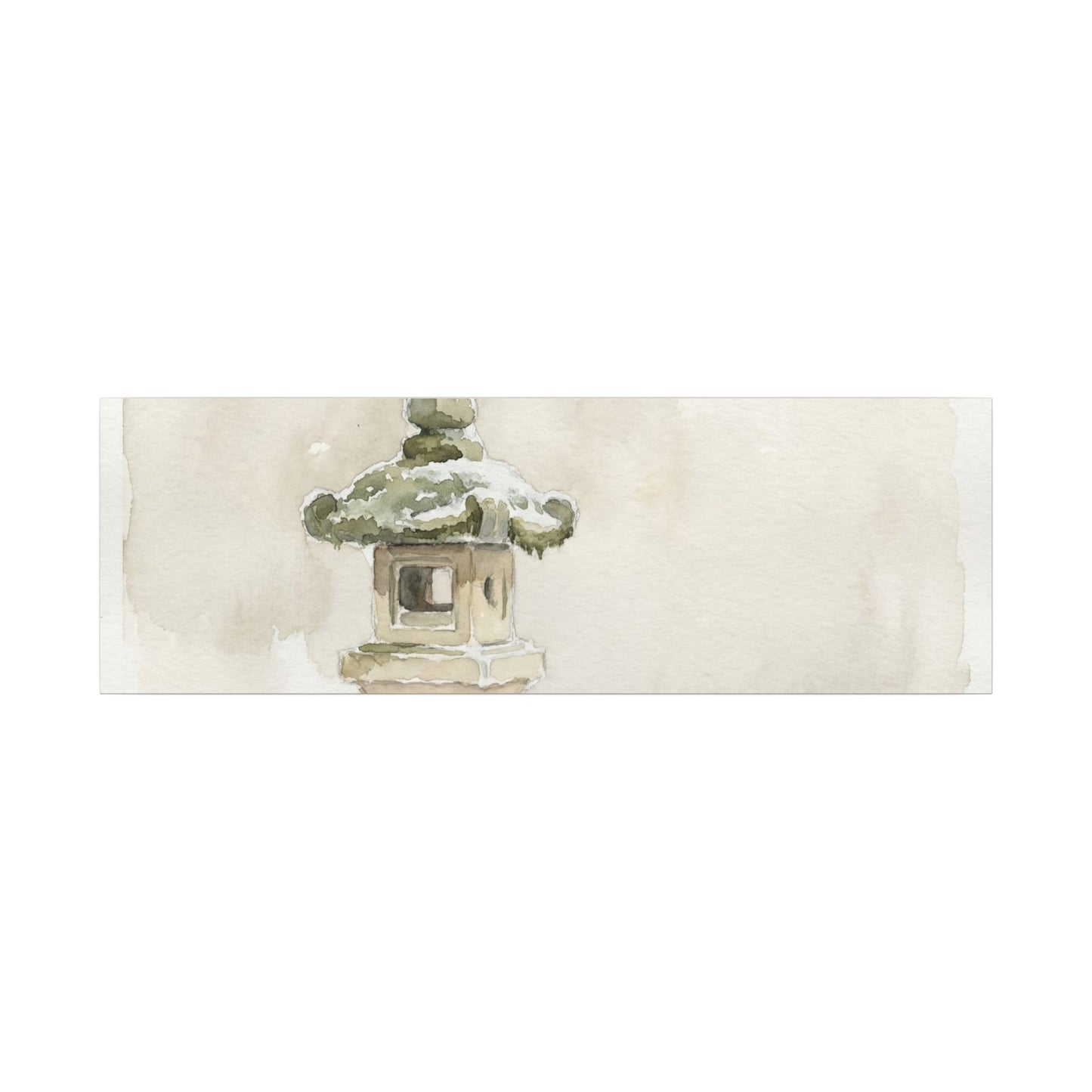 Stone Lantern Winter Canvas Art | Japandi Earthy Design