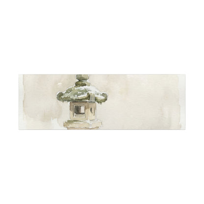 Stone Lantern Winter Canvas Art | Japandi Earthy Design