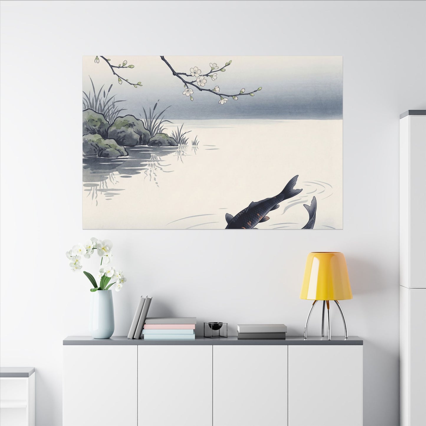 Ma Koi Pond Canvas Art - Zen Ukiyo E Inspired