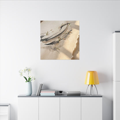 Ink Brushstroke Watercolor Canvas Art | Neutral Japandi Art