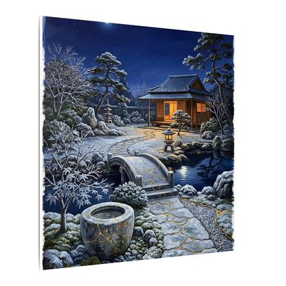 Moonlit Garden Winter Canvas Art | Kintsugi Artful Design