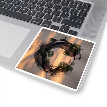 Dark Japandi Ink Brushstroke in Candlelight | Shadow Zen Sticker Art Print