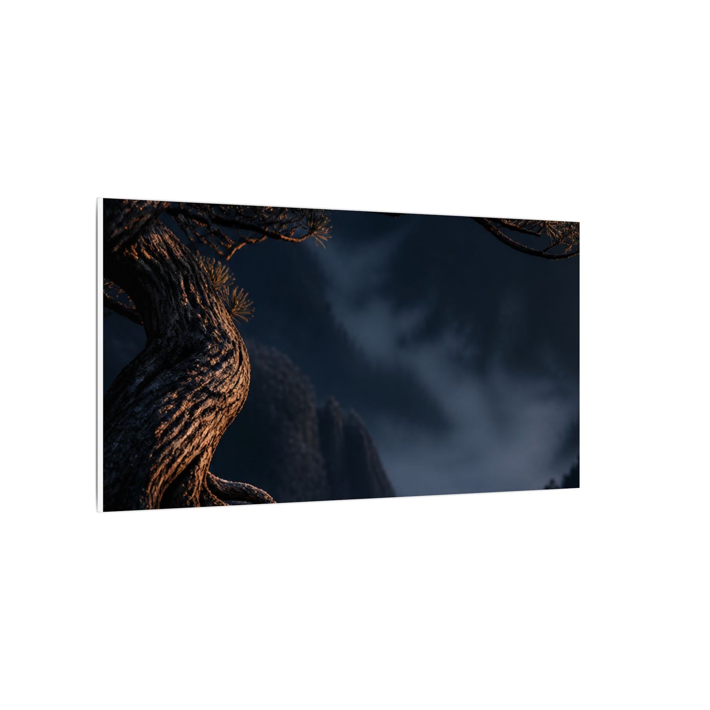 Bold Pine Tree Canvas Art - Shadow Zen Dark Japandi