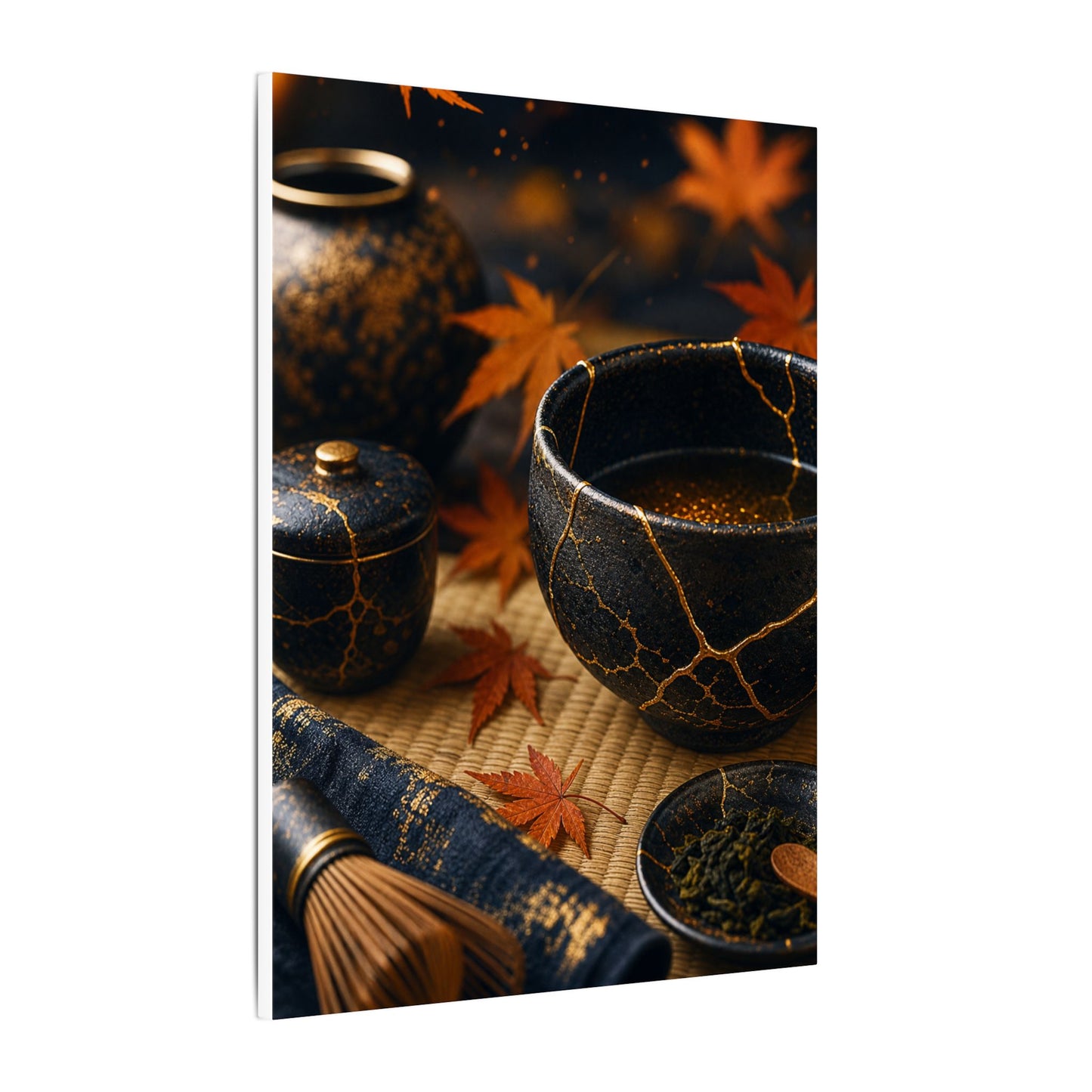 Seijaku Tea Ceremony Canvas Art - Kintsugi Gold Repair