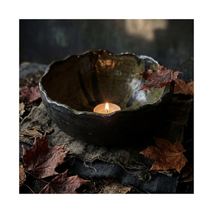 Autumn Ceramic Bowl Dark Texture Wall Art Print | Bold Decor