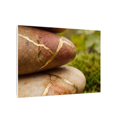 River Stones Summer Canvas Art | Kintsugi Healing Design